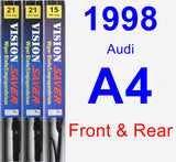 Front & Rear Wiper Blade Pack for 1998 Audi A4 - Vision Saver