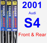 Front & Rear Wiper Blade Pack for 2001 Audi S4 - Vision Saver