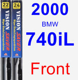 Front Wiper Blade Pack for 2000 BMW 740iL - Vision Saver