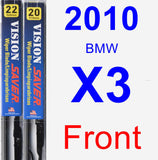 Front Wiper Blade Pack for 2010 BMW X3 - Vision Saver