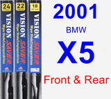Front & Rear Wiper Blade Pack for 2001 BMW X5 - Vision Saver