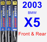 Front & Rear Wiper Blade Pack for 2003 BMW X5 - Vision Saver