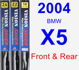Front & Rear Wiper Blade Pack for 2004 BMW X5 - Vision Saver