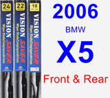 Front & Rear Wiper Blade Pack for 2006 BMW X5 - Vision Saver