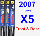 Front & Rear Wiper Blade Pack for 2007 BMW X5 - Vision Saver