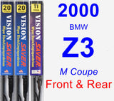 Front & Rear Wiper Blade Pack for 2000 BMW Z3 - Vision Saver