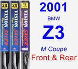 Front & Rear Wiper Blade Pack for 2001 BMW Z3 - Vision Saver