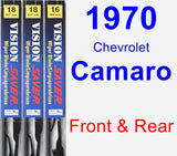 Front & Rear Wiper Blade Pack for 1970 Chevrolet Camaro - Vision Saver