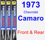 Front & Rear Wiper Blade Pack for 1973 Chevrolet Camaro - Vision Saver