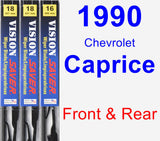 Front & Rear Wiper Blade Pack for 1990 Chevrolet Caprice - Vision Saver