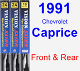 Front & Rear Wiper Blade Pack for 1991 Chevrolet Caprice - Vision Saver