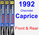 Front & Rear Wiper Blade Pack for 1992 Chevrolet Caprice - Vision Saver