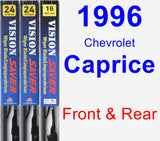 Front & Rear Wiper Blade Pack for 1996 Chevrolet Caprice - Vision Saver