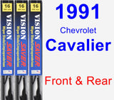 Front & Rear Wiper Blade Pack for 1991 Chevrolet Cavalier - Vision Saver