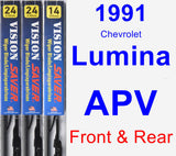 Front & Rear Wiper Blade Pack for 1991 Chevrolet Lumina APV - Vision Saver