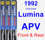 Front & Rear Wiper Blade Pack for 1992 Chevrolet Lumina APV - Vision Saver
