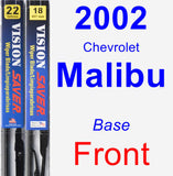 Front Wiper Blade Pack for 2002 Chevrolet Malibu - Vision Saver