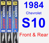 Front & Rear Wiper Blade Pack for 1984 Chevrolet S10 - Vision Saver