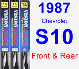 Front & Rear Wiper Blade Pack for 1987 Chevrolet S10 - Vision Saver