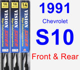 Front & Rear Wiper Blade Pack for 1991 Chevrolet S10 - Vision Saver