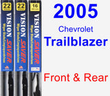 Front & Rear Wiper Blade Pack for 2005 Chevrolet Trailblazer - Vision Saver