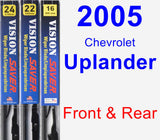 Front & Rear Wiper Blade Pack for 2005 Chevrolet Uplander - Vision Saver