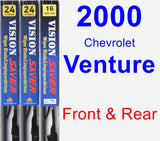 Front & Rear Wiper Blade Pack for 2000 Chevrolet Venture - Vision Saver