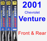 Front & Rear Wiper Blade Pack for 2001 Chevrolet Venture - Vision Saver