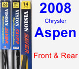 Front & Rear Wiper Blade Pack for 2008 Chrysler Aspen - Vision Saver