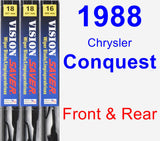Front & Rear Wiper Blade Pack for 1988 Chrysler Conquest - Vision Saver