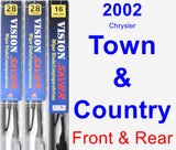 Front & Rear Wiper Blade Pack for 2002 Chrysler Town & Country - Vision Saver