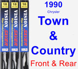Front & Rear Wiper Blade Pack for 1990 Chrysler Town & Country - Vision Saver