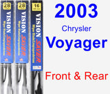 Front & Rear Wiper Blade Pack for 2003 Chrysler Voyager - Vision Saver