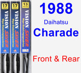 Front & Rear Wiper Blade Pack for 1988 Daihatsu Charade - Vision Saver