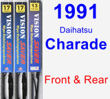 Front & Rear Wiper Blade Pack for 1991 Daihatsu Charade - Vision Saver