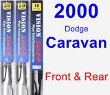 Front & Rear Wiper Blade Pack for 2000 Dodge Caravan - Vision Saver