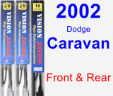 Front & Rear Wiper Blade Pack for 2002 Dodge Caravan - Vision Saver