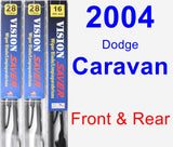 Front & Rear Wiper Blade Pack for 2004 Dodge Caravan - Vision Saver