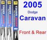 Front & Rear Wiper Blade Pack for 2005 Dodge Caravan - Vision Saver