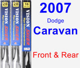 Front & Rear Wiper Blade Pack for 2007 Dodge Caravan - Vision Saver