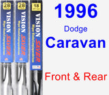 Front & Rear Wiper Blade Pack for 1996 Dodge Caravan - Vision Saver