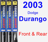 Front & Rear Wiper Blade Pack for 2003 Dodge Durango - Vision Saver