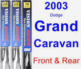 Front & Rear Wiper Blade Pack for 2003 Dodge Grand Caravan - Vision Saver