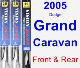 Front & Rear Wiper Blade Pack for 2005 Dodge Grand Caravan - Vision Saver