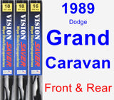 Front & Rear Wiper Blade Pack for 1989 Dodge Grand Caravan - Vision Saver