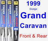 Front & Rear Wiper Blade Pack for 1999 Dodge Grand Caravan - Vision Saver