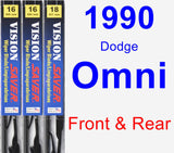 Front & Rear Wiper Blade Pack for 1990 Dodge Omni - Vision Saver