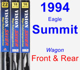 Front & Rear Wiper Blade Pack for 1994 Eagle Summit - Vision Saver