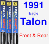 Front & Rear Wiper Blade Pack for 1991 Eagle Talon - Vision Saver