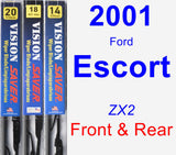 Front & Rear Wiper Blade Pack for 2001 Ford Escort - Vision Saver